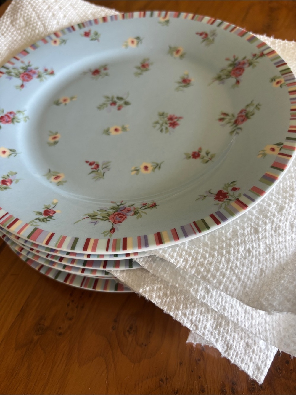 Laura Ashley Light Blue Floral Dessert Plates - Set‎ of 6